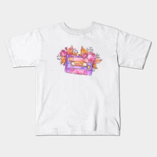 Vintage Mixtape Cassette with flowers Kids T-Shirt